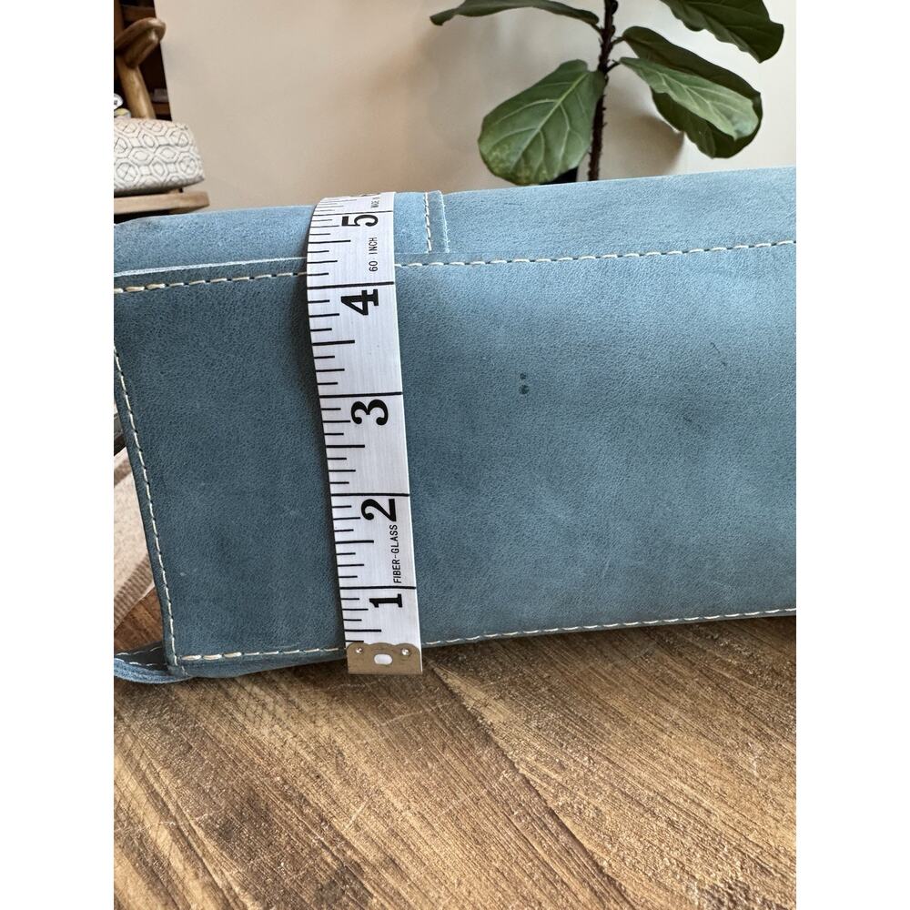Portland Leather Goods Lola Large Zip Tote Crossbody Shoulder Aqua Blue - Picture 8 of 11